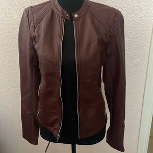 Express maroon faux leather jacket